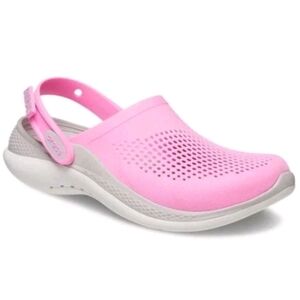 CROCS Men's Size 11 Lite Ride Slip On Pink White Grey Slingback Sandal Shoes